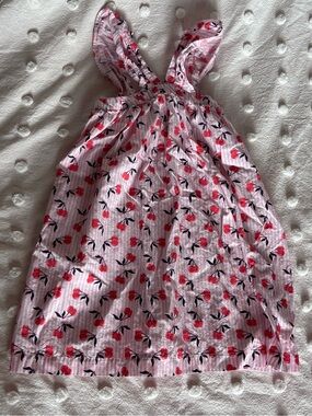 Seed Heritage Pink Striped Cherry Print Sundress